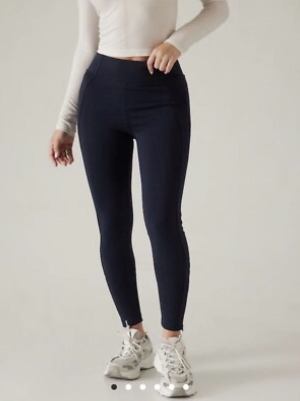 Athleta Navy High-Rise Delancey Leggings - ankle zippers
